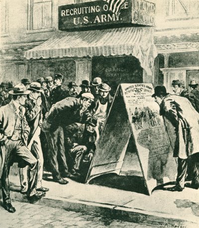 Crowd Outside US Army Recruitment Office by William Allen Rogers